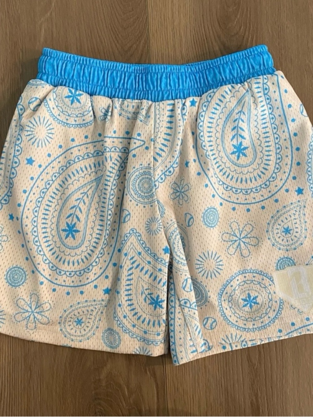 Baseball Lifestyle 101 Light Blue Paisley Athletic Shorts Youth Size S